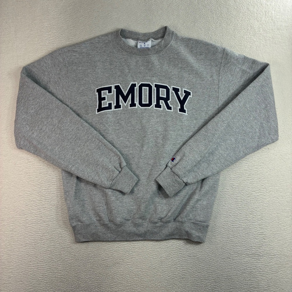 Y2K Champion Emory University Crewneck Sweatshirt Men M Gray Pullover Eagles